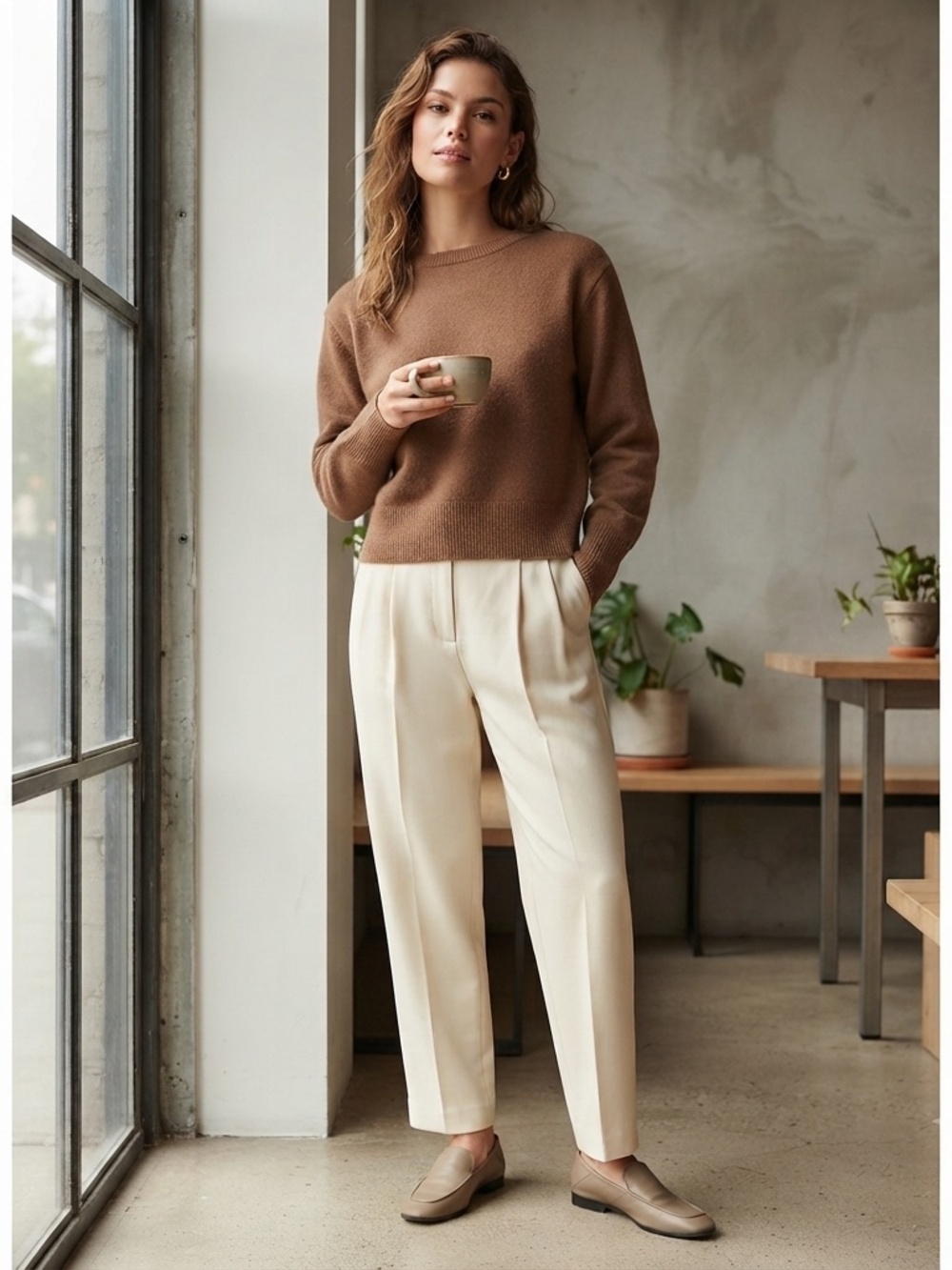 Aritzia Women's Classic Knit Essential  100%CASHMERE  Crew Neck Sweater Sz XS